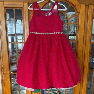 Beautiful Kids Red Dress with Pearl Details